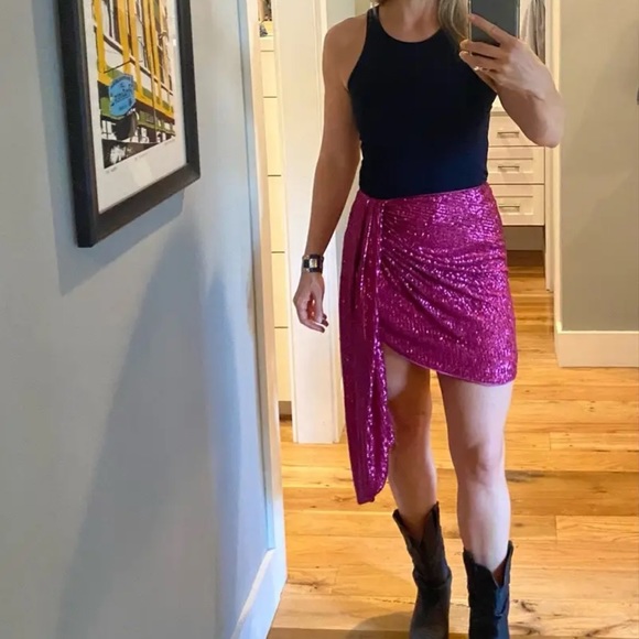 JONATHAN SIMKHAI pink Sequins Mini Skirt - Picture 10 of 13